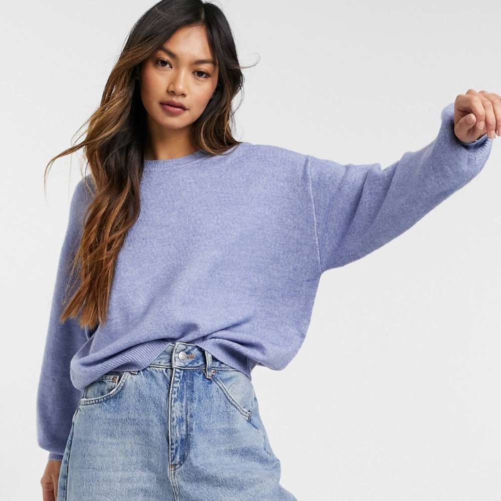 ASOS Design oversized fine crew neck sweater in blue